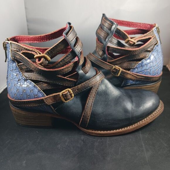 Freebird by Steven Stair Navy Blue Leather Ankle Boot size 6 - Picture 1 of 12